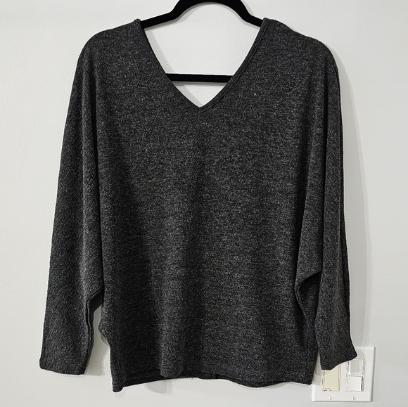 N/A Sweaters - Gray V-Neck Reversible Sweater